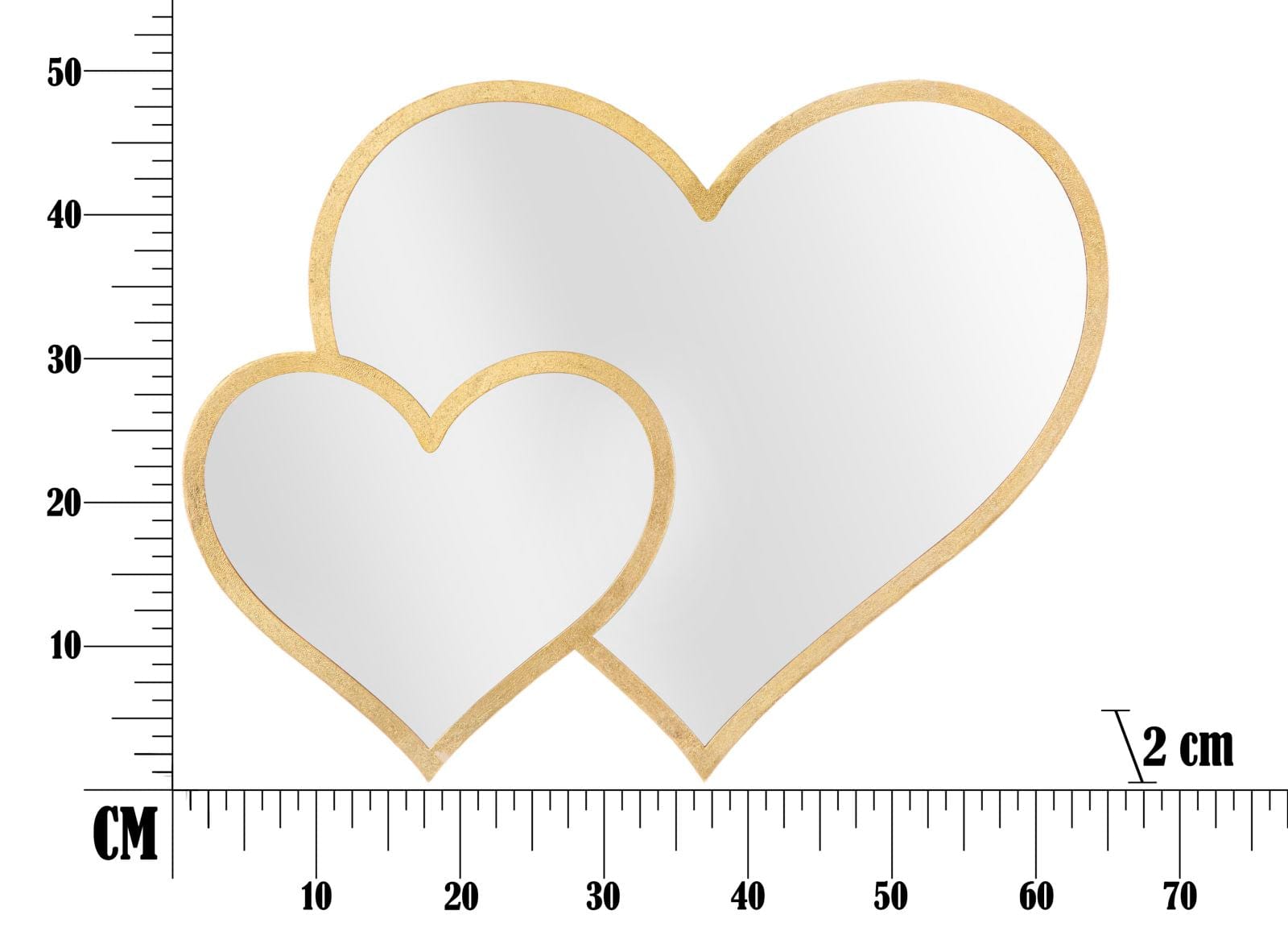 Oglinda decorativa din metal, Glam Double Heart Auriu, l65xH50 cm (5)