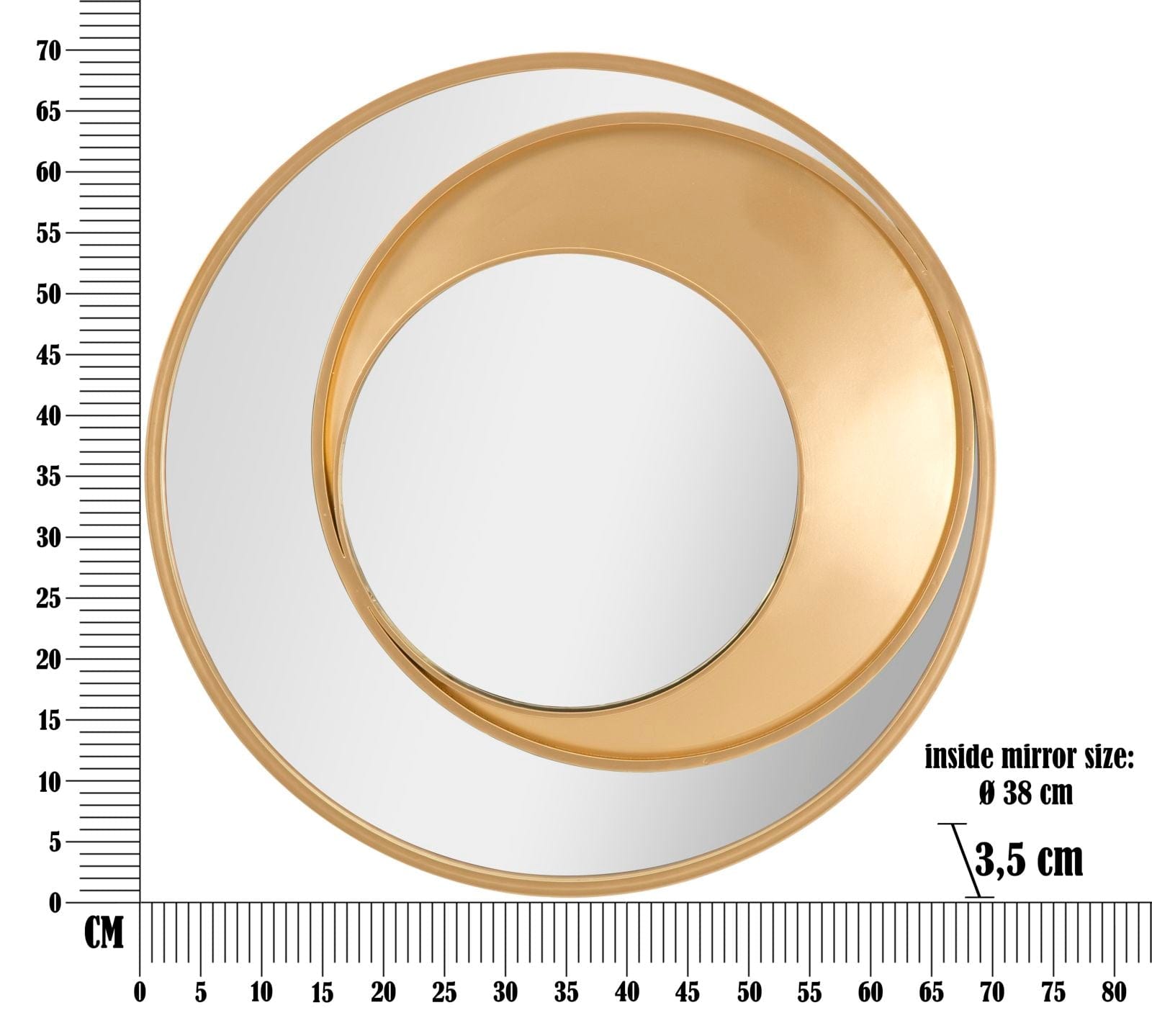 Oglinda decorativa din metal, Vortic Auriu, Ø70 cm (5)