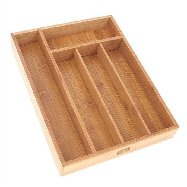 Organizator pentru tacamuri din bambus, 5 compartimente, Quttin Natural, l34xA26xH4 cm (1)