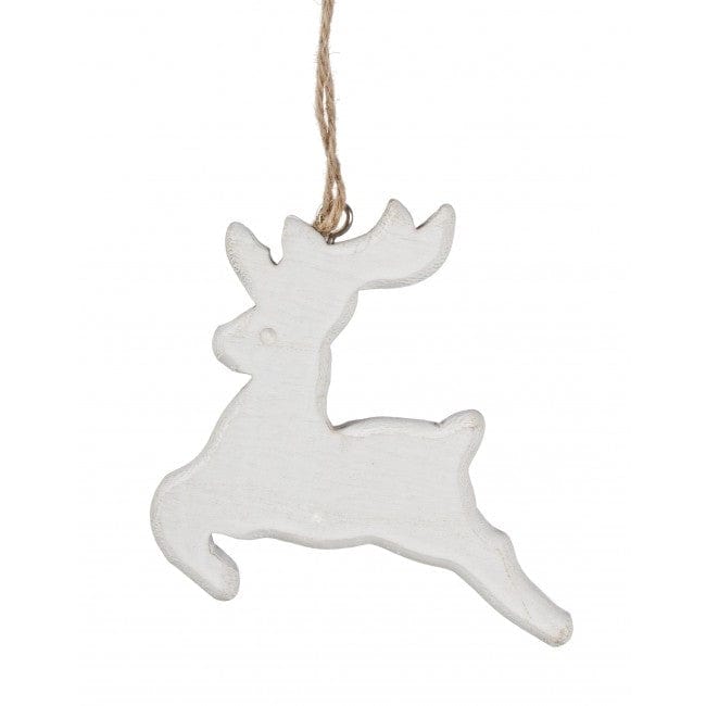 Bizzotto Ornament pentru brad, din lemn Kote Deer Alb, H11 cm