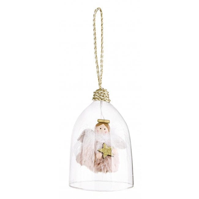 Bizzotto Ornament pentru brad, din sticla Prins Angel with Star Transparent / Auriu, H25 cm