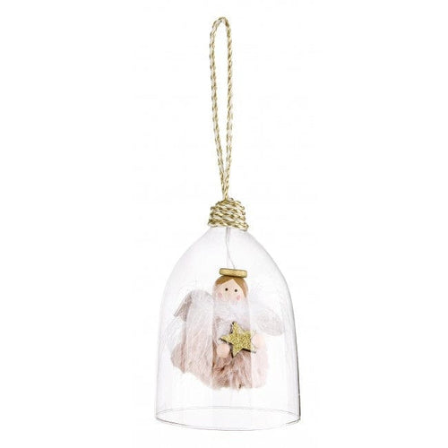 Bizzotto Ornament pentru brad, din sticla Prins Angel with Star Transparent / Auriu, H25 cm