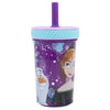 Pahar anti-rasturnare pentru bebe, din plastic, cu pai, Frozen Multicolor, 370 ml