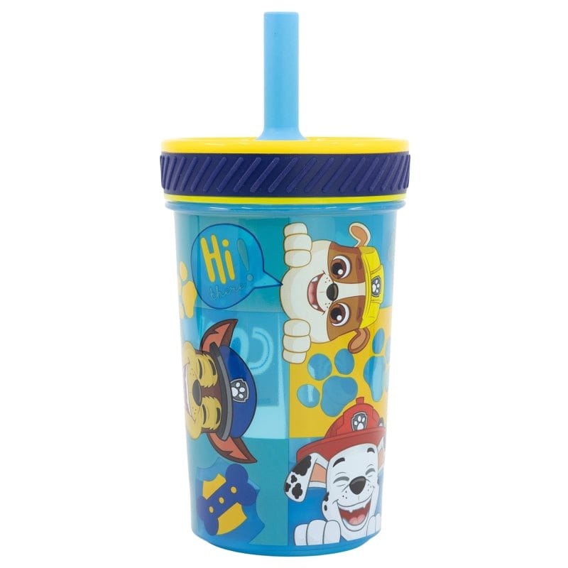 Pahar anti-rasturnare pentru bebe, din plastic, cu pai, Paw Patrol Multicolor, 370 ml