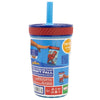 Pahar anti-rasturnare pentru bebe, din plastic, cu pai, Spider-Man Multicolor, 370 ml (2)