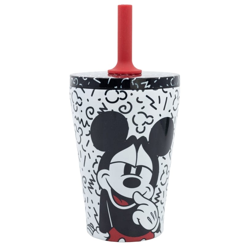 Pahar pentru copii, din otel, cu pai, Mickey Mouse Multicolor, 360 ml (1)