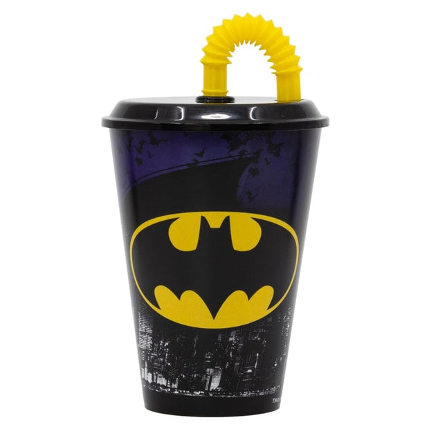 Pahar pentru copii, din plastic, cu pai, Batman Multicolor, 430 ml (1)