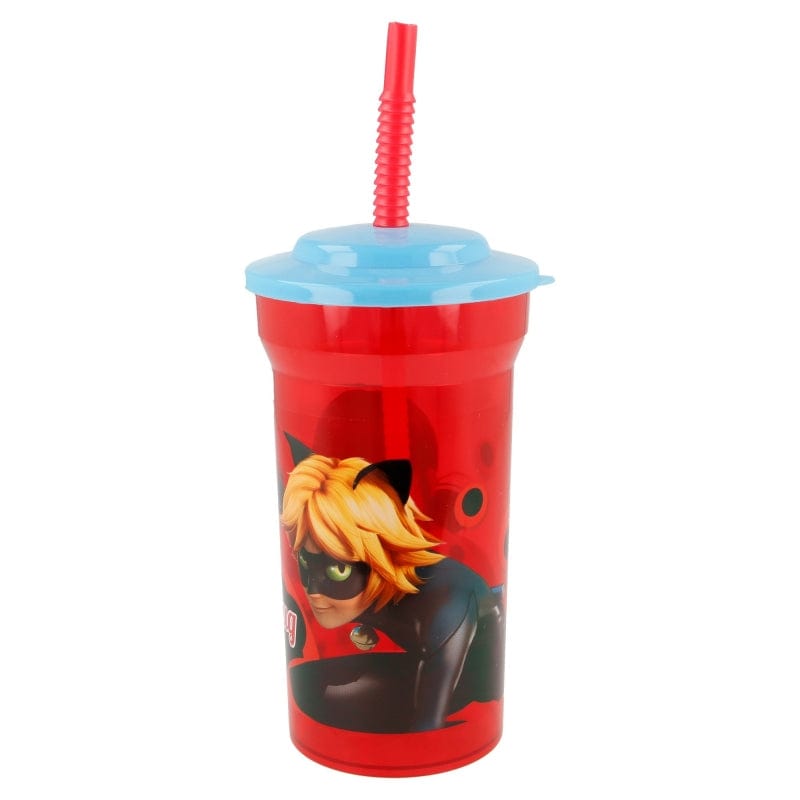 Pahar pentru copii, din plastic, cu pai, Lady Bug Multicolor, 460 ml (1)