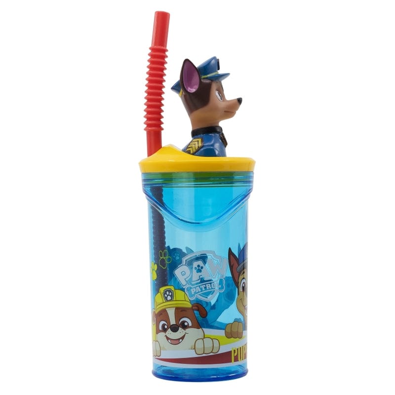 Pahar pentru copii, din plastic, cu pai si figurina, Pup Power Multicolor, 360 ml (1)