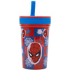 Pahar pentru copii, din plastic, cu pai, Spider-Man Multicolor, 465 ml