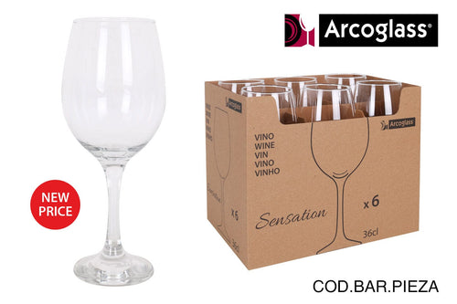 Inde Soler Hispania Pahar pentru vin din sticla, Arcoglass Sensation Transparent, 360 ml