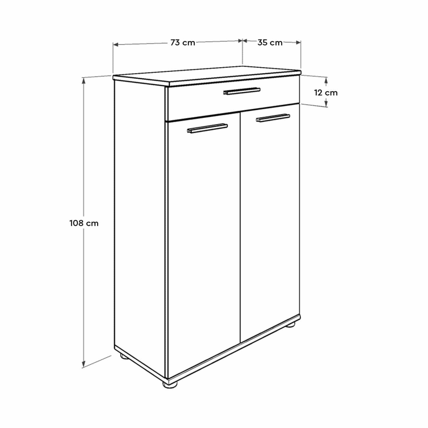 Pantofar din pal, cu 1 sertar si 2 usi, ADR 521-BB-1 Alb, l73xA35xH108 cm (2)