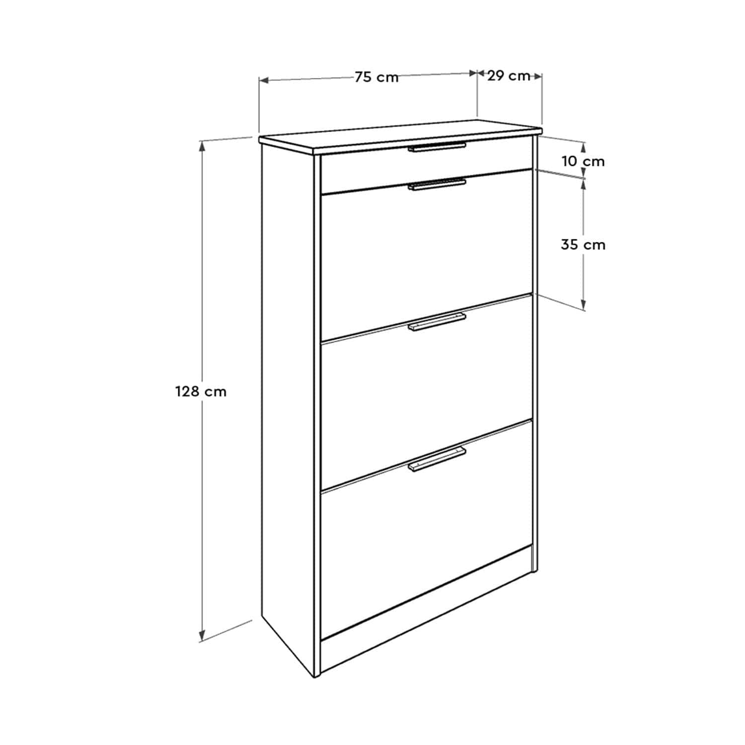 Pantofar din pal, cu 1 sertar si 3 usi, SCH 431-Dd-1 Alb, l75xA29xH128 cm (12)