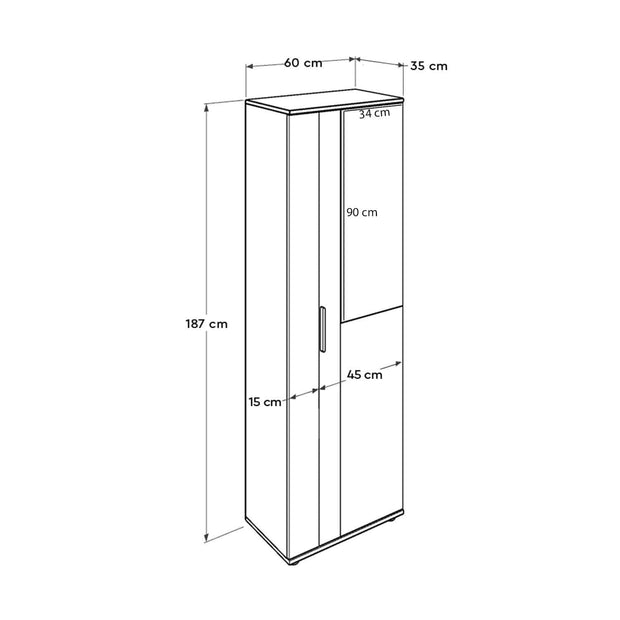 Pantofar din pal, cu 1 usa, SCH 629-BB-2 Alb, l60xA35xH187 cm (8)