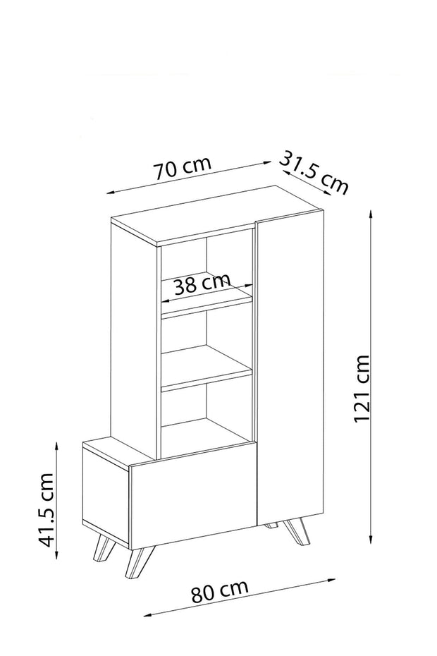 Pantofar din pal, cu 2 usi, Agostina Stejar, l80xA31,5xH121 cm (4)