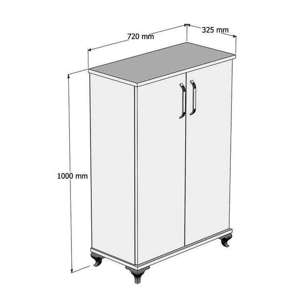 Pantofar din pal, cu 2 usi, Asta Nuc / Alb, l72xA32,5xH100 cm (4)