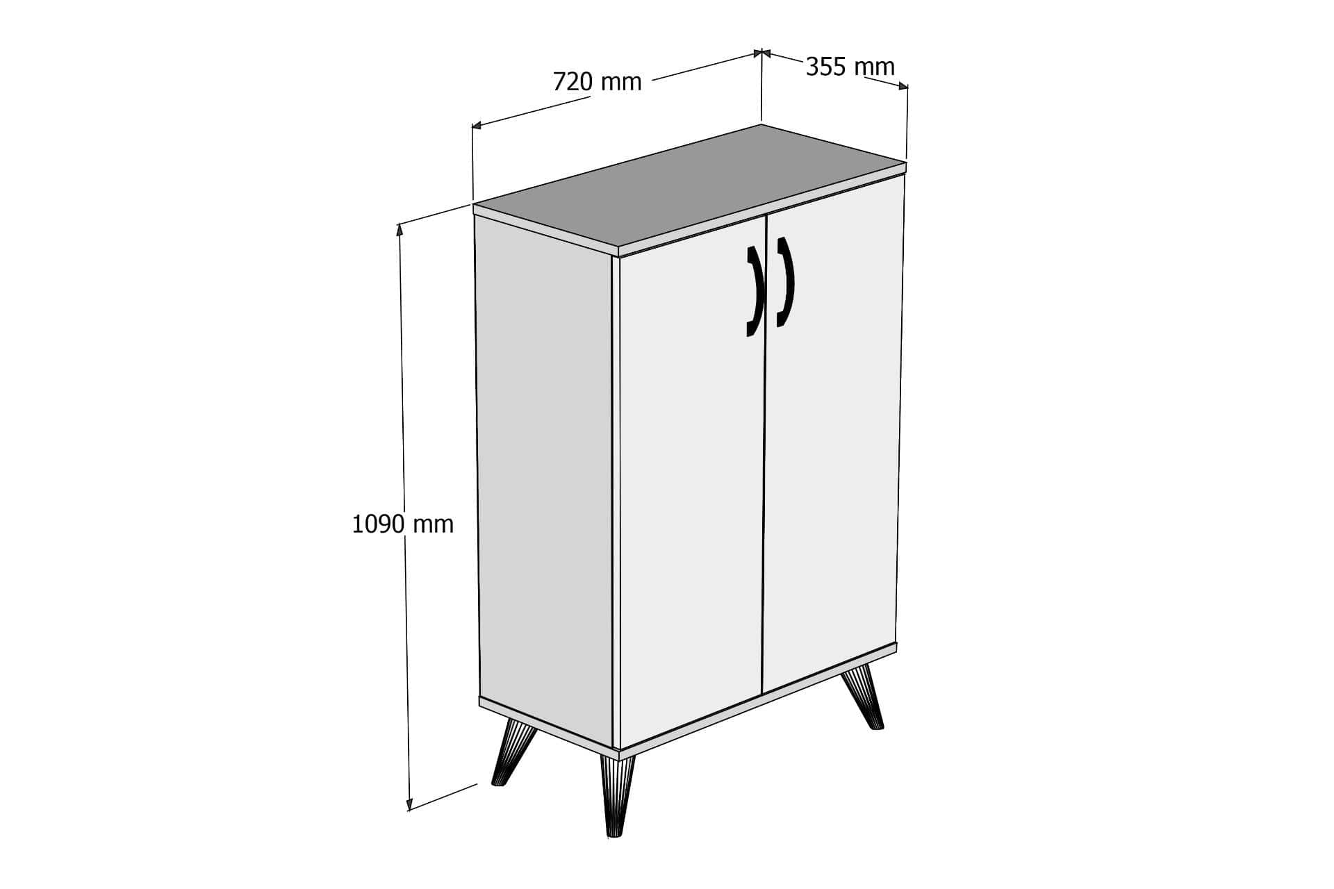 Pantofar din pal, cu 2 usi, Ayko 101 Alb, l72xA35,5xH109 cm (3)