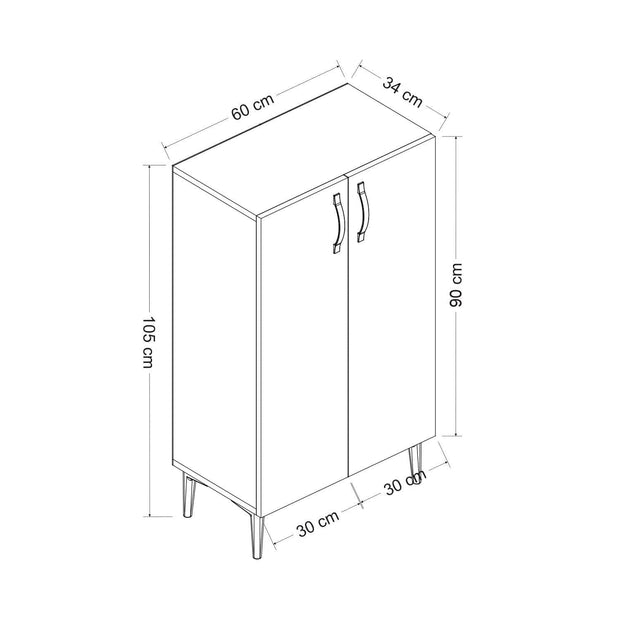 Pantofar din pal, cu 2 usi, Chetri Nuc / Alb, l60xA34xH105 cm (6)