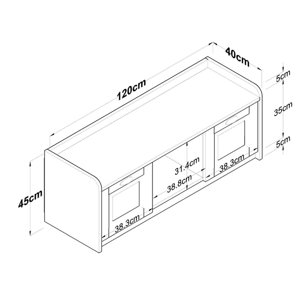 Pantofar din pal, cu 2 usi, Eb101 - 2041 Alb, l120xA40xH45 cm (8)