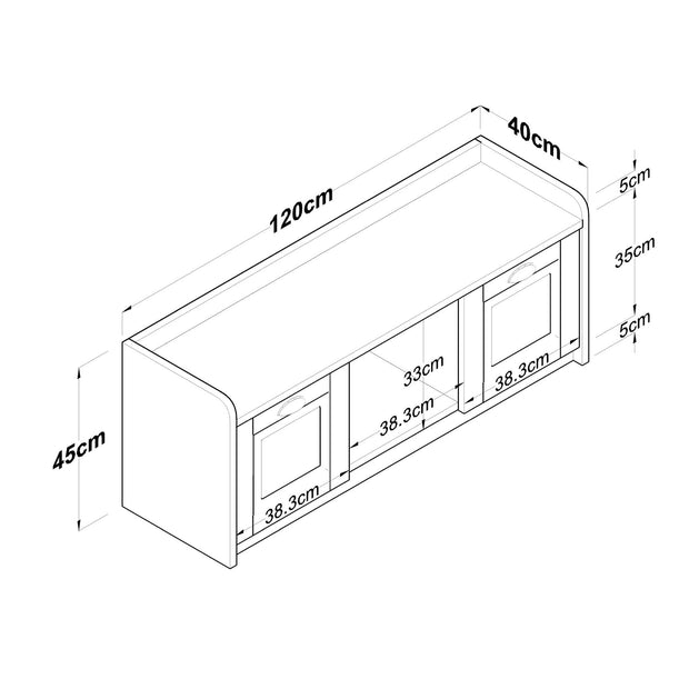 Pantofar din pal, cu 2 usi, Eb101 - 2041 Alb, l120xA40xH45 cm (12)