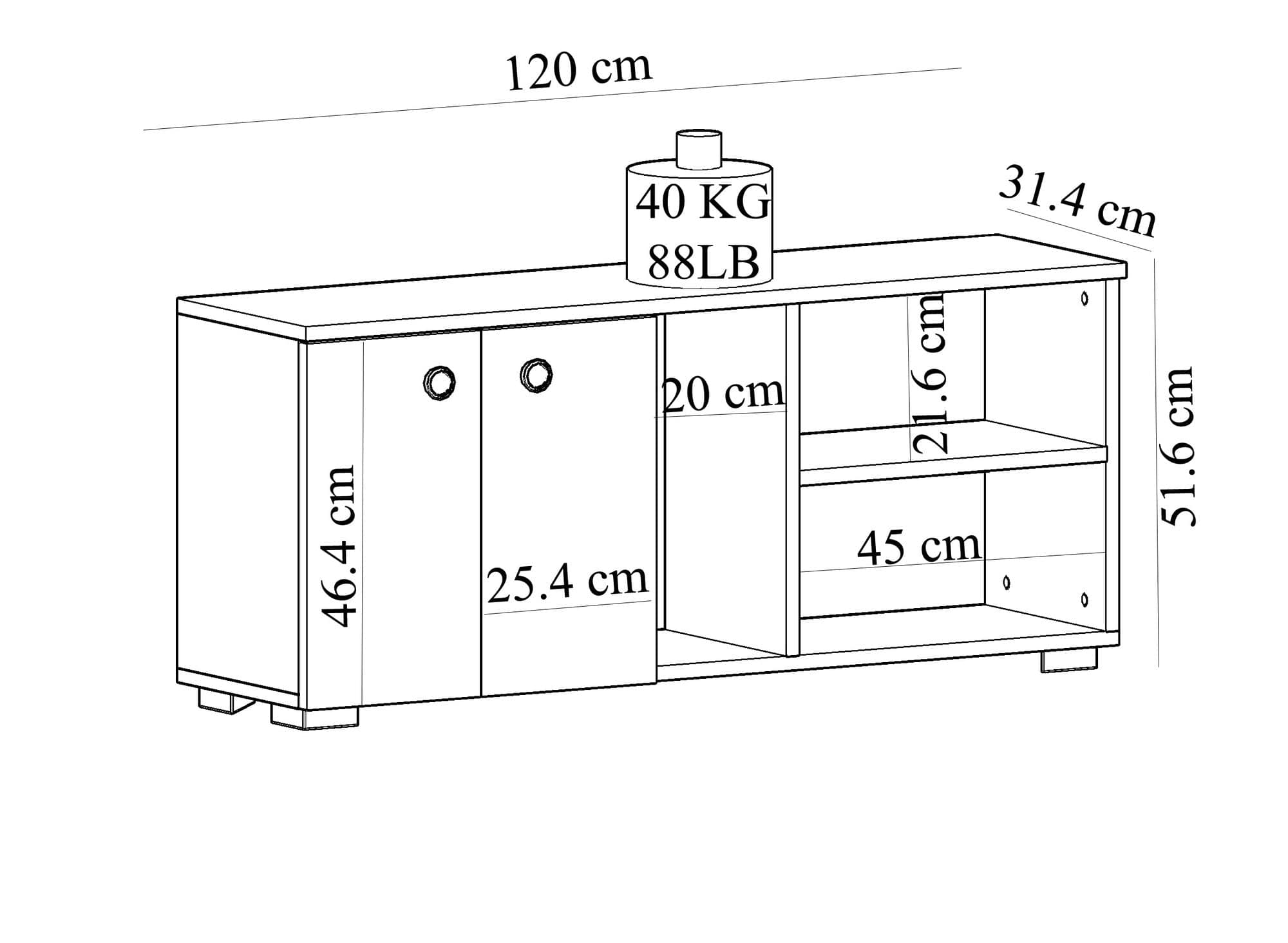 Pantofar din pal, cu 2 usi, Sarandon Alb / Stejar Sapphire, l120xA31,4xH51,6 cm (4)