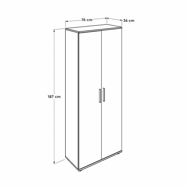 Pantofar din pal, cu 2 usi, SCH 529-BB-2 Alb, l76xA36xH187 cm (12)