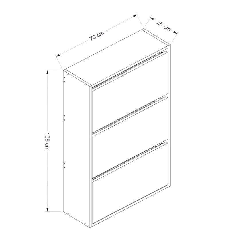 Pantofar din pal, cu 3 usi, Lupa 3 Alb, l70xA25xH109 cm (6)