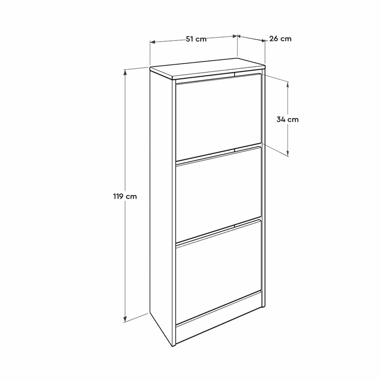 Pantofar din pal, cu 3 usi, SCH 330-BB-1 Alb, l51xA26xH119 cm (5)