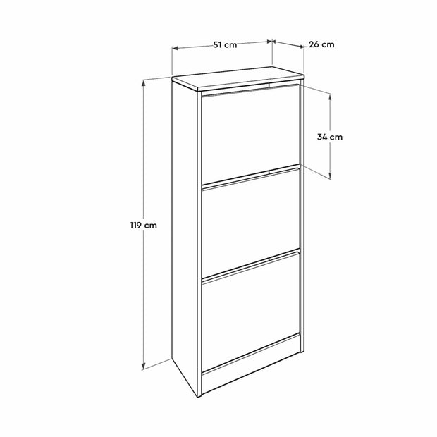 Pantofar din pal, cu 3 usi, SCH 330-BB-1 Alb, l51xA26xH119 cm (5)