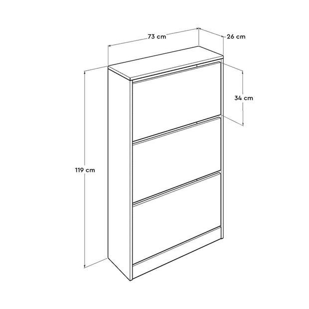 Pantofar din pal, cu 3 usi, SCH 530-BB-1 Alb, l73xA26xH119 cm (11)