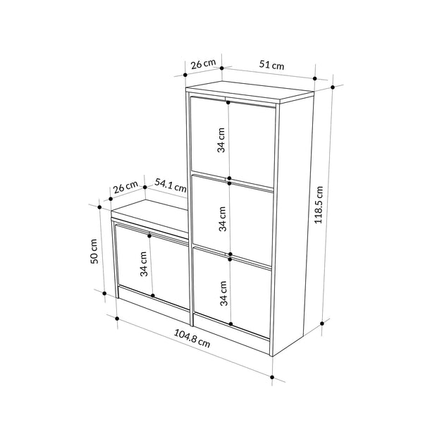 Pantofar din pal, cu 4 usi, Dude Alb, l105xA26xH118,5 cm (5)