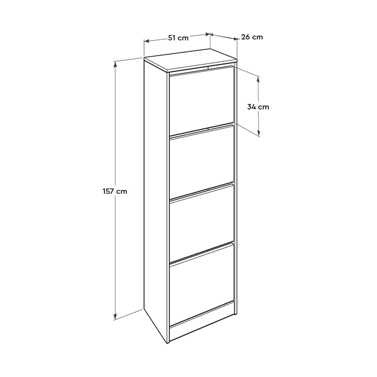 Pantofar din pal, cu 4 usi, SCH 340-BB-1 Alb, l51xA26xH157 cm (5)