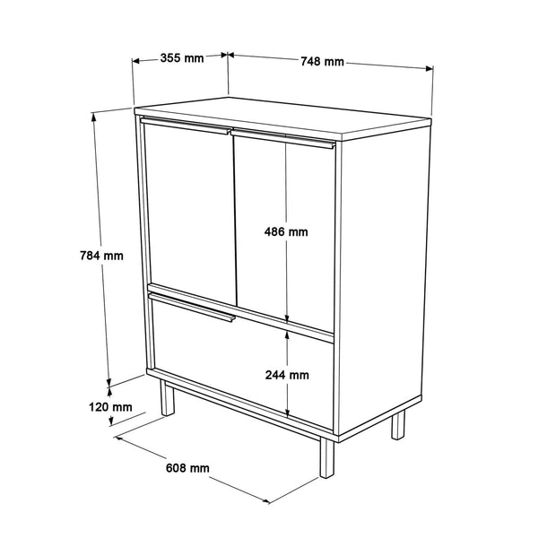 Pantofar din pal si metal, cu 3 usi, On8C Su Nuc / Alb, l74,8xA35,5xH90,4 cm (7)