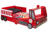 Vipack 140 x 70 cm Pat din lemn, pentru copii, Fire Truck Rosu, saltea inclusa, 140 x 70 cm