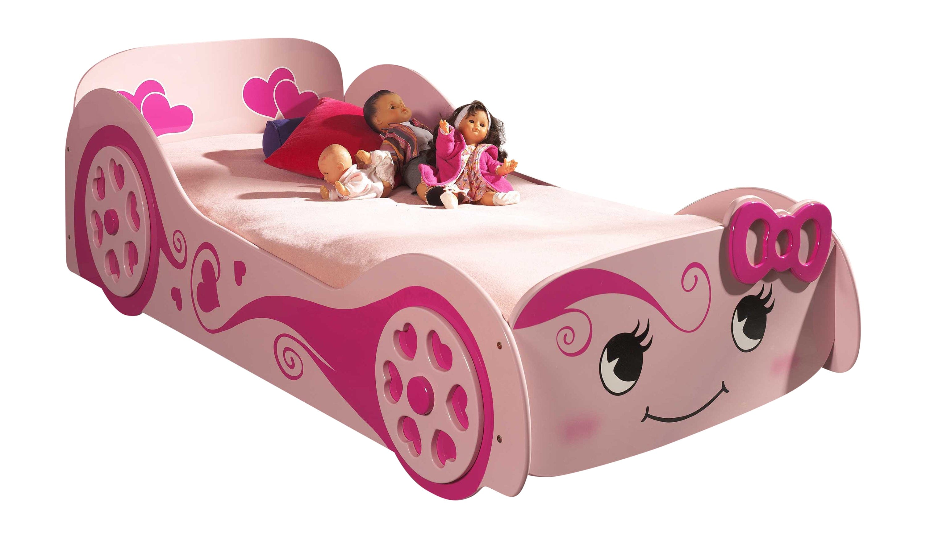 Pat din MDF, pentru copii, Love Car Roz, 200 x 90 cm (2)