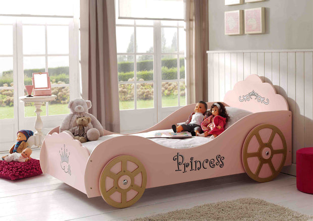 Pat din MDF, pentru copii, Princess Pinky Car Roz, 200 x 90 cm