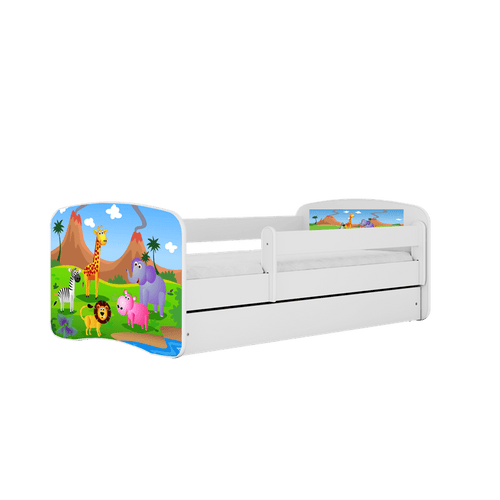 Kocot Kids 180 x 80 cm Pat din pal, cu 1 sertar, pentru copii, Safari III Alb