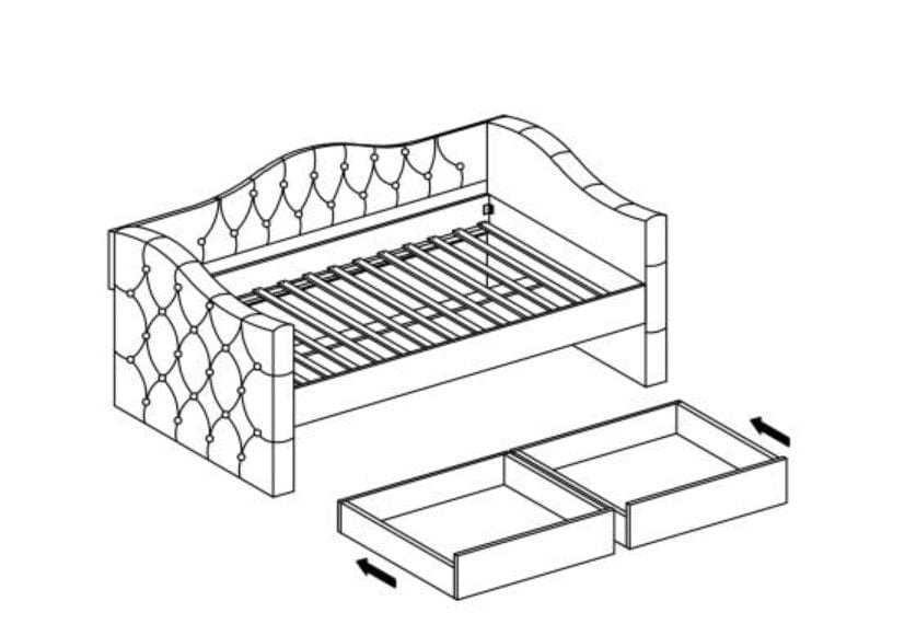 Pat / Divan tapitat cu stofa si 2 sertare Alohari Gri, 200 x 90 cm (2)