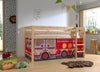 Pat etajat din lemn, cu spatiu de joaca pentru copii, Pino Fire Truck Natural, 200 x 90 cm