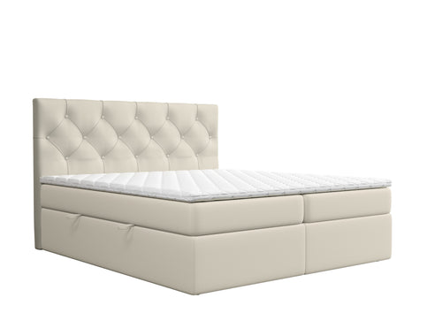 Pat rabatabil cu lada de depozitare, tapitat cu stofa, Delight Boxspring Velvet Bej