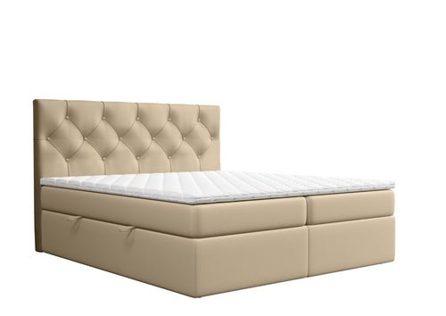 Pat rabatabil cu lada de depozitare, tapitat cu stofa, Delight Boxspring Velvet Grej