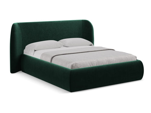 Makamii 200 x 140 cm Pat rabatabil cu lada depozitare, tapitat cu stofa, Hauke Velvet C12 Verde Inchis