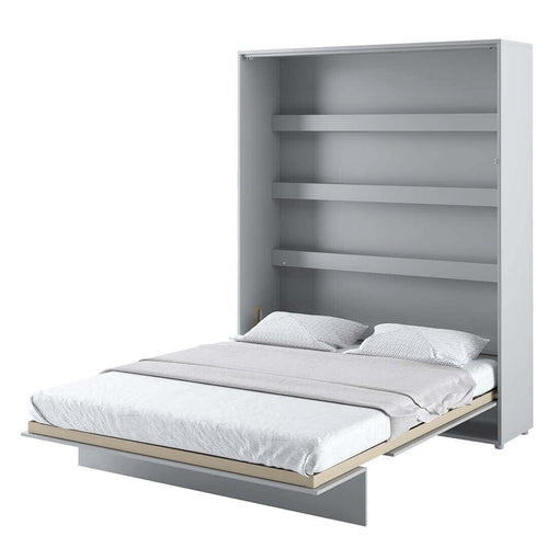 Pat rabatabil pe perete, cu mecanism pneumatic si somiera inclusa, Bed Concept Vertical Gri Mat, 200 x 160 cm (1)