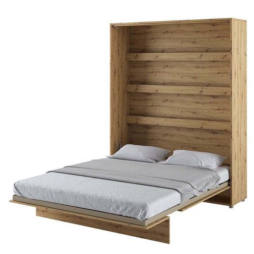 Pat rabatabil pe perete, cu mecanism pneumatic si somiera inclusa, Bed Concept Vertical Stejar Artisan, 200 x 160 cm