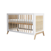 Theo Bebe 50 x 80 cm Patut co-sleeping din lemn, ratan si MDF, pentru bebe, Marelia Alb / Natural, 50 x 80 cm