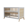 Theo Bebe 50 x 80 cm Patut co-sleeping din lemn, ratan si MDF, pentru bebe, Marelia Gri / Natural, 50 x 80 cm