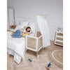 Theo Bebe 50 x 80 cm Patut co-sleeping din lemn, ratan si MDF, pentru bebe, Oceania Alb / Natural, 50 x 80 cm