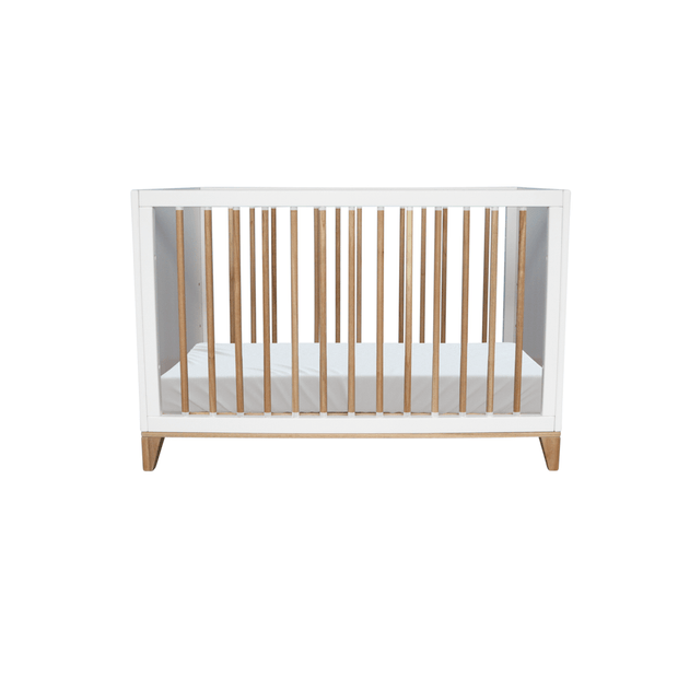 Theo Bebe 50 x 80 cm Patut co-sleeping din lemn, ratan si MDF, pentru bebe, Oceania Alb / Natural, 50 x 80 cm