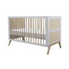 Theo Bebe 50 x 80 cm Patut din lemn, ratan si MDF, pentru bebe, Nami Negru / Natural, 50 x 80 cm