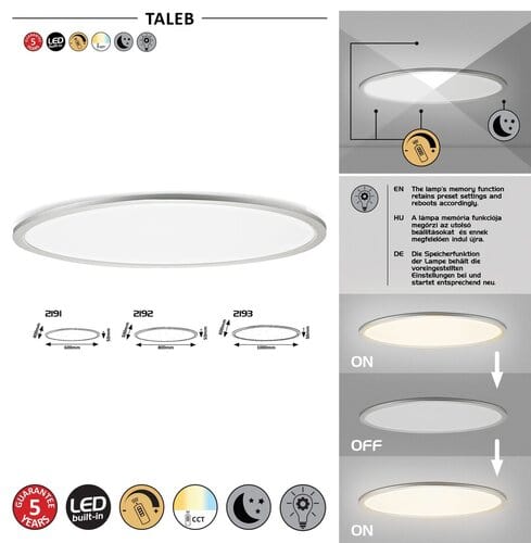 Plafoniera Taleb 2193 Argintiu / Alb (1)